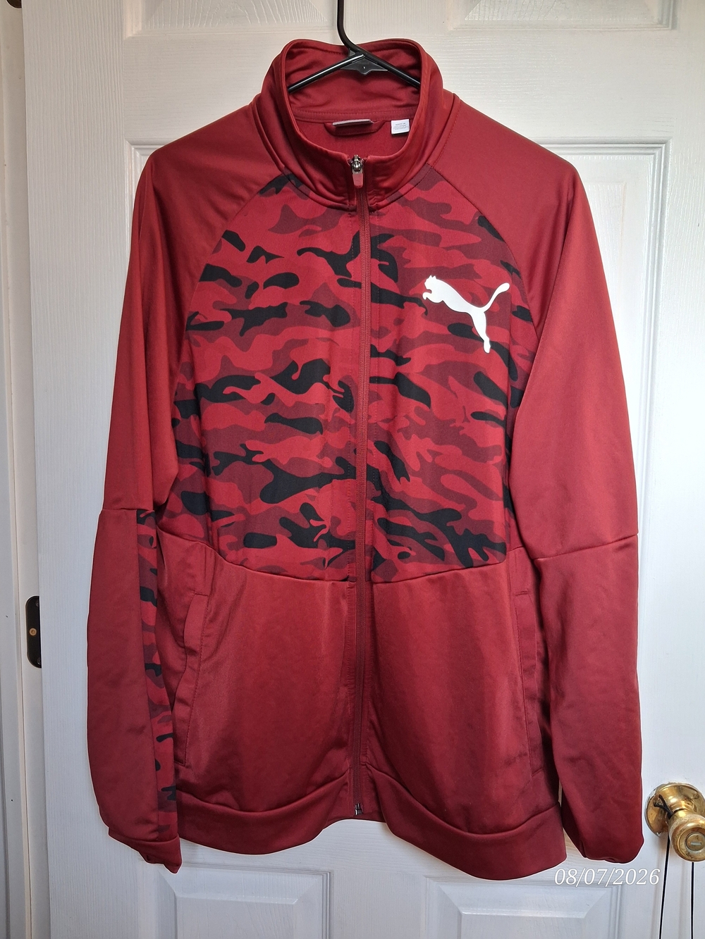 PUMA Men’s XL Red Camo Full Zip Track Jacket EUC 🐆🔴